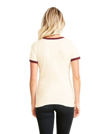 Women's Ringer T-Shirt - Natural / Maroon