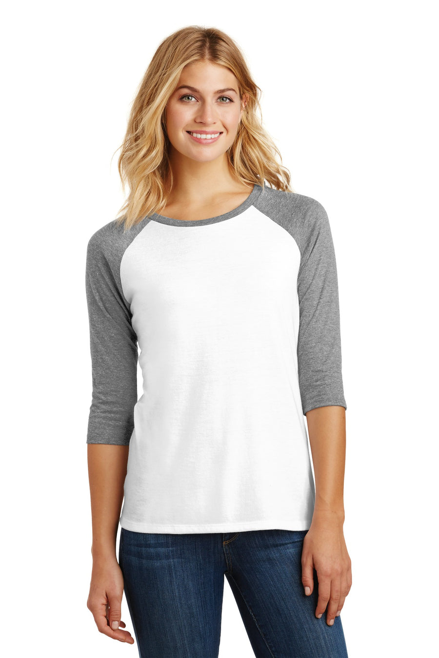 Women's Perfect Tri 3/4-Sleeve Raglan - Gray Fr / White