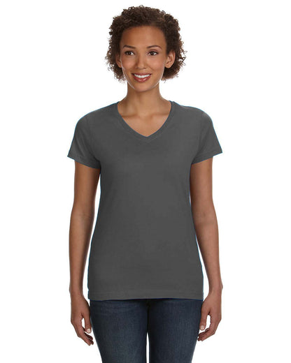 Women's V-Neck Fine Jersey T-Shirt - Charcoal