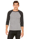 Bella + Canvas 3200 - Unisex 3/4-Sleeve Baseball T-Shirt - Gray / Charcoal Triblend