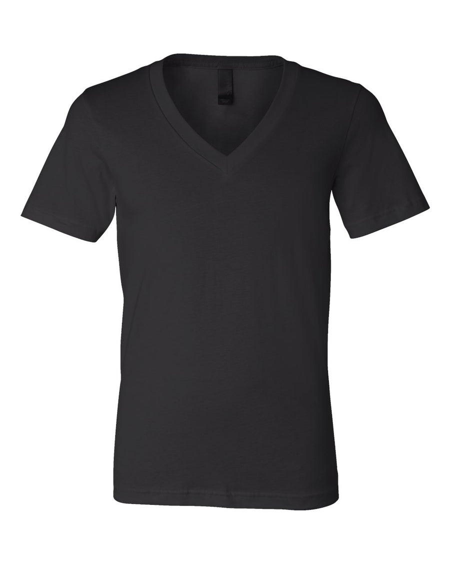 Unisex Deep V-Neck Jersey Tee - Black