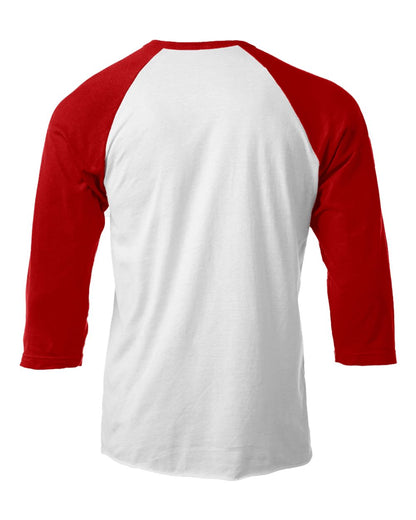 Unisex Fine Jersey Raglan Tee - White/ Red