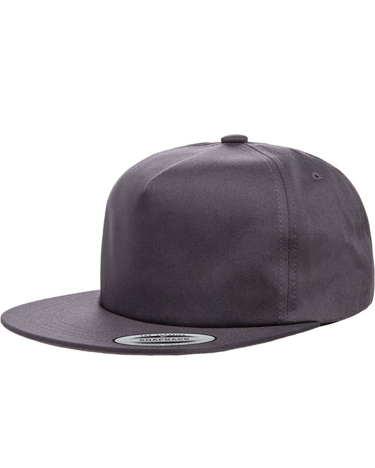 Unisex Unstructured 5-Panel Snapback Cap - Charcoal