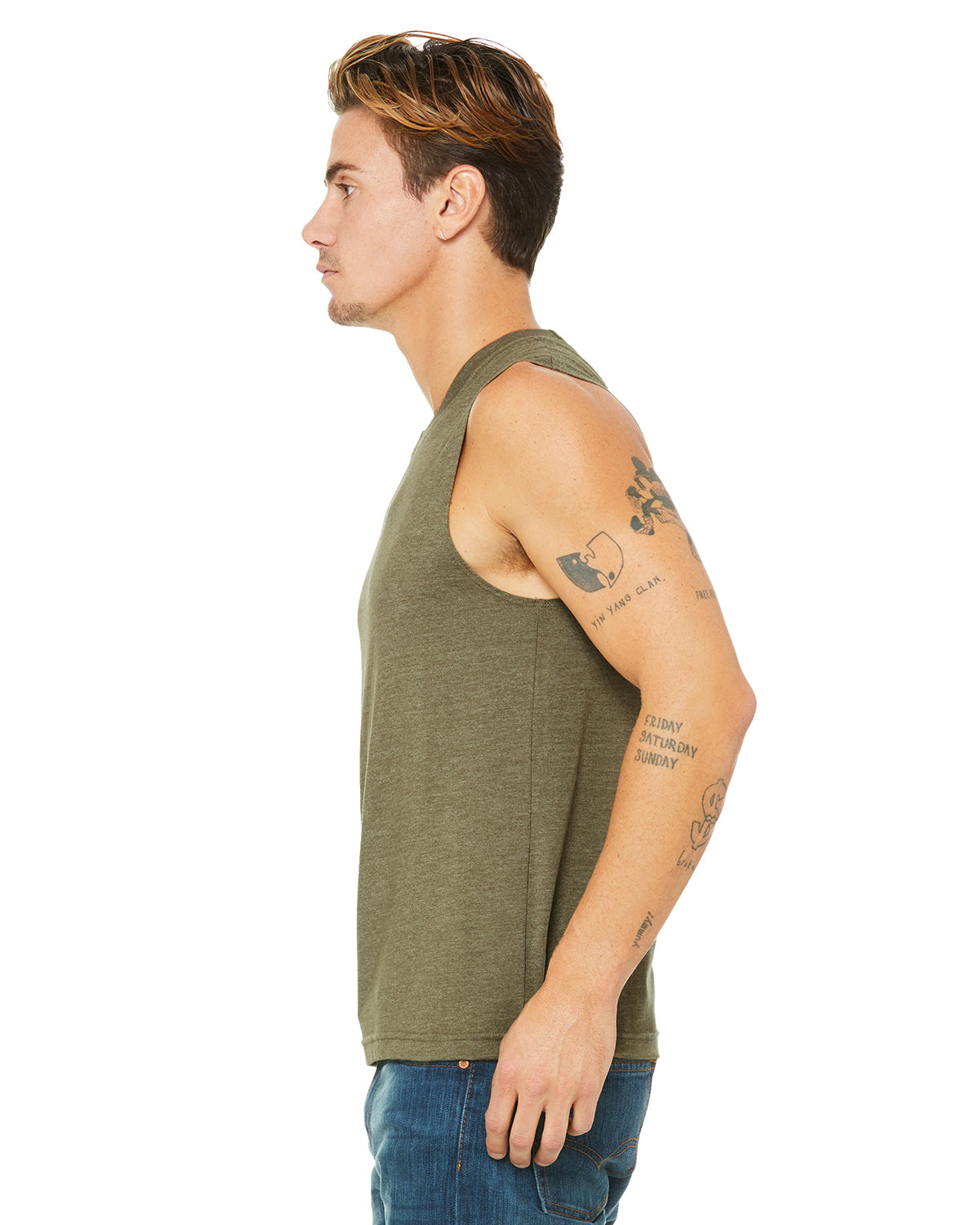Unisex Jersey Muscle Tank - Heather Olive