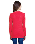 Women's Long Sleeve Fine Jersey Lace-Up T-Shirt - Vintage Red / White