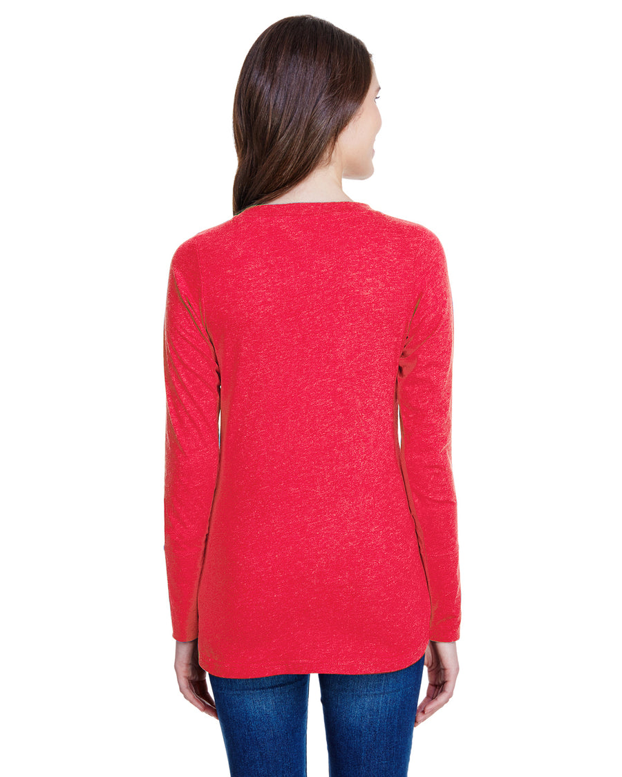 Women's Long Sleeve Fine Jersey Lace-Up T-Shirt - Vintage Red / White