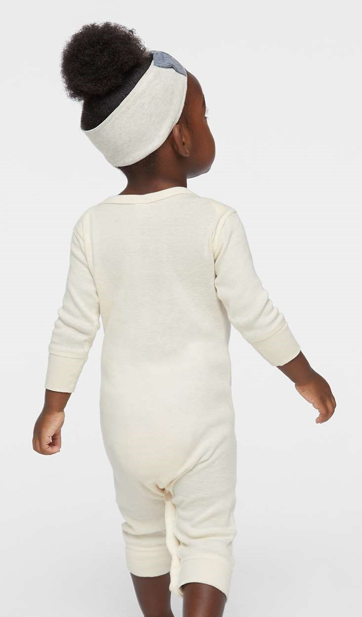 Infant Long-Sleeve Baby Rib Coverall - Natural