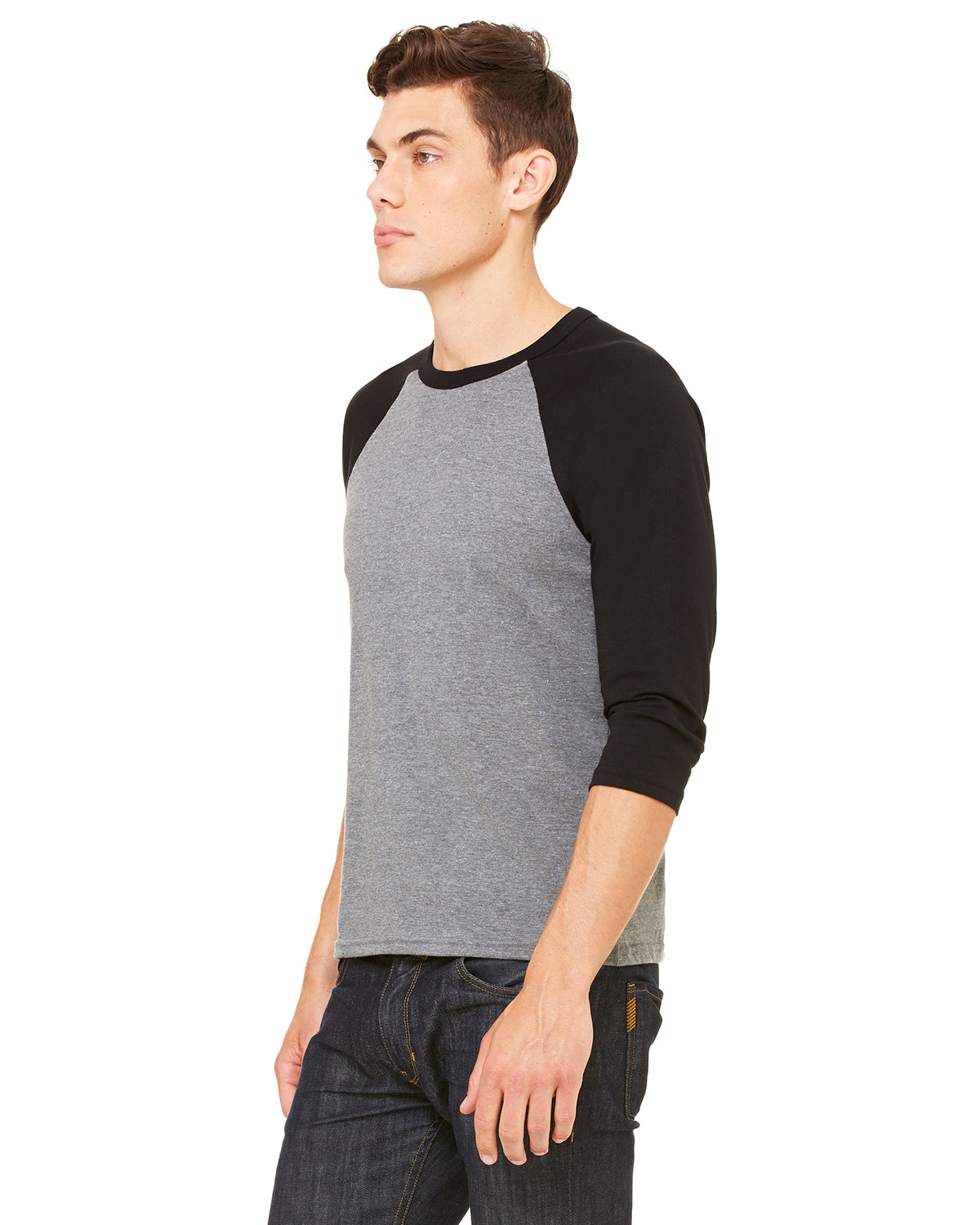 Unisex 3/4-Sleeve Baseball T-Shirt - Heather Deep / Black