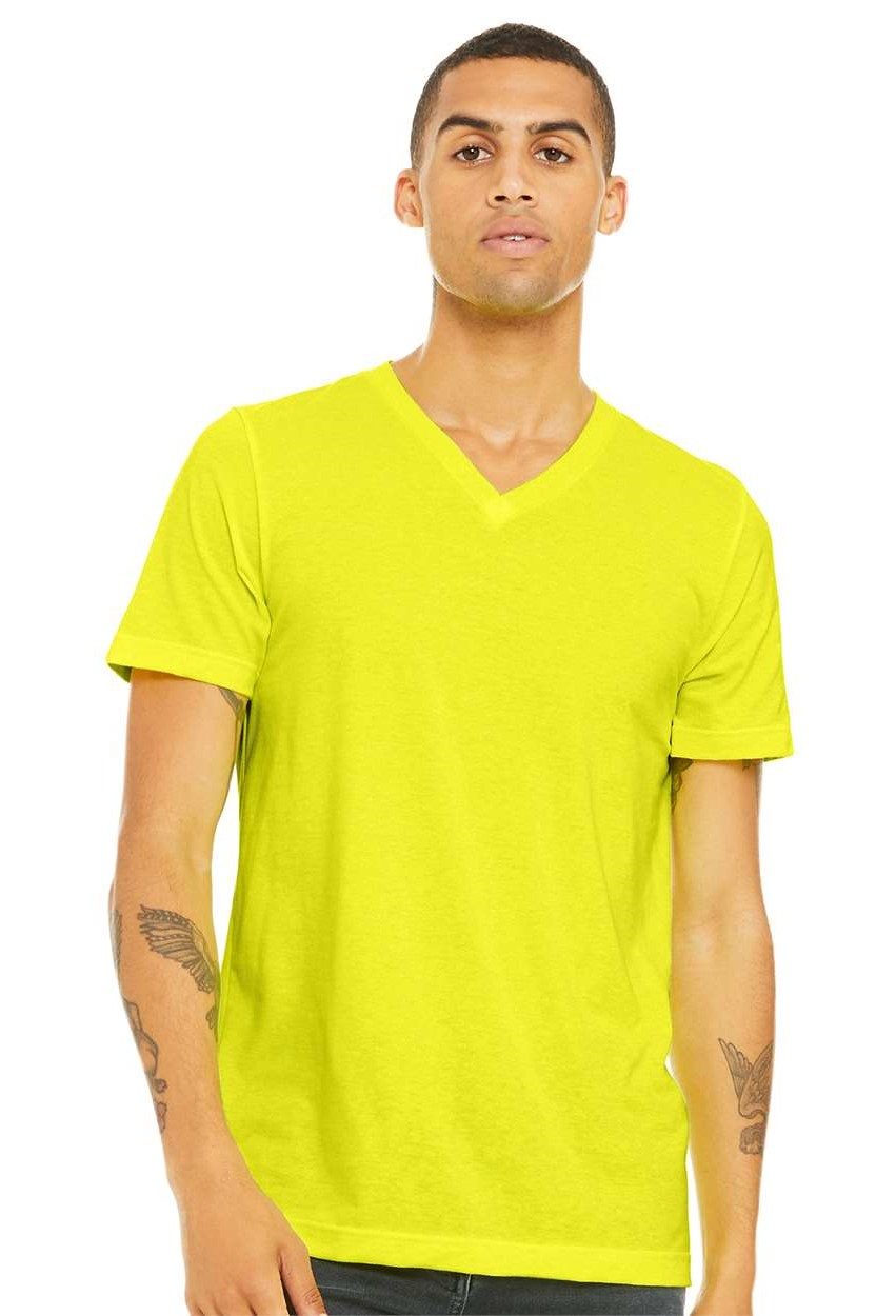 Unisex Jersey Short-Sleeve V-Neck T-Shirt - Neon Yellow