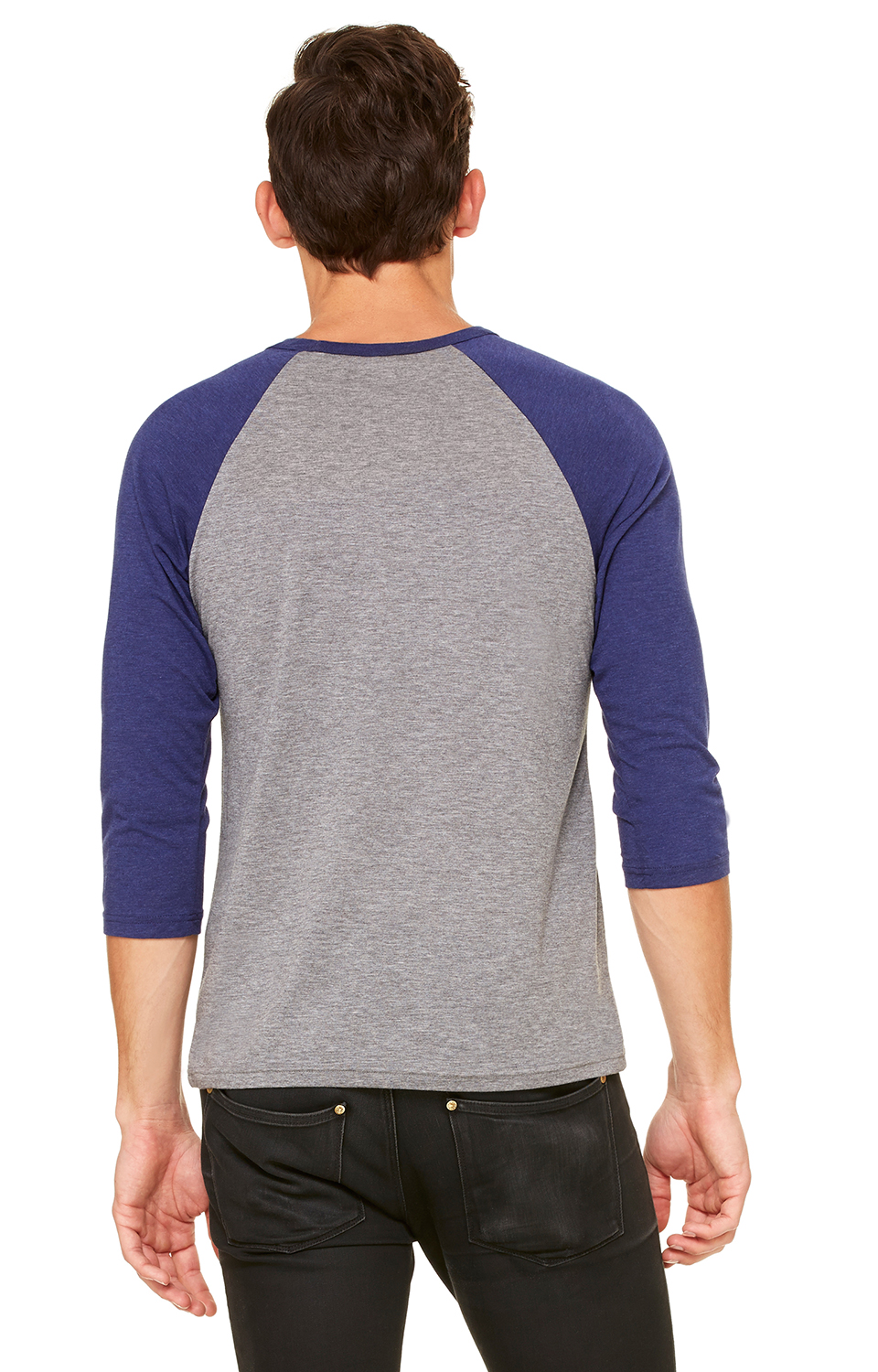 Unisex 3/4-Sleeve Baseball T-Shirt - Gray / Navy Triblend