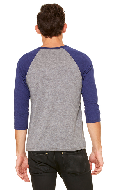 Unisex 3/4-Sleeve Baseball T-Shirt - Gray / Navy Triblend