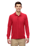 Unisex Double Piqué Long-Sleeve Polo - Red