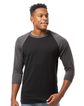 Unisex Fine Jersey Raglan Tee - Black / Heather Charcoal