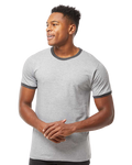 Unisex Fine Jersey Ringer Tee - Heather Gray / Heather Charcoal