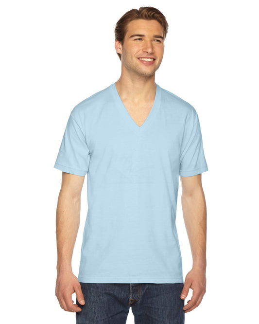 Unisex Fine Jersey Short-Sleeve V-Neck T-Shirt - Light Blue
