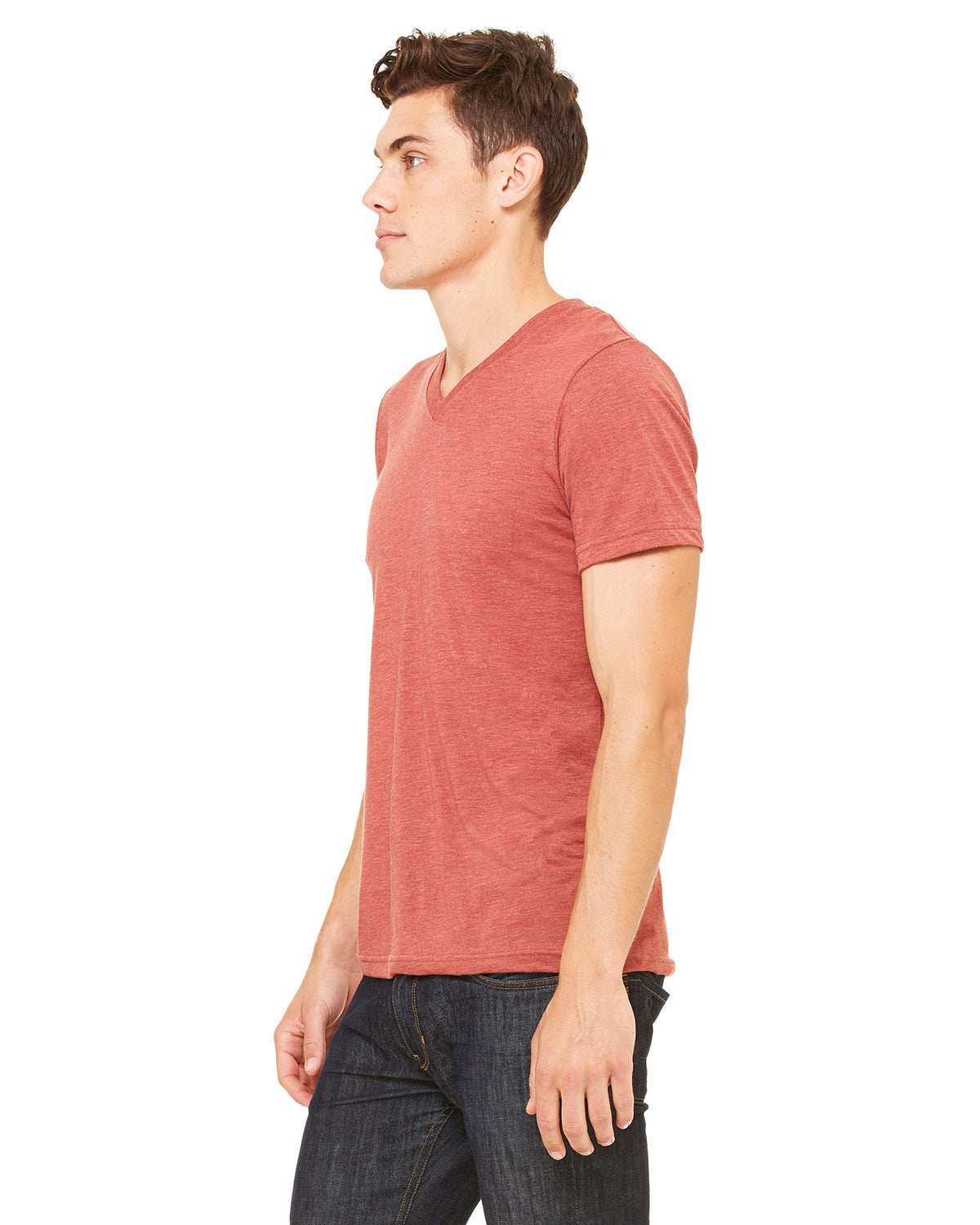 Unisex Triblend V-Neck T-Shirt - Clay Triblend