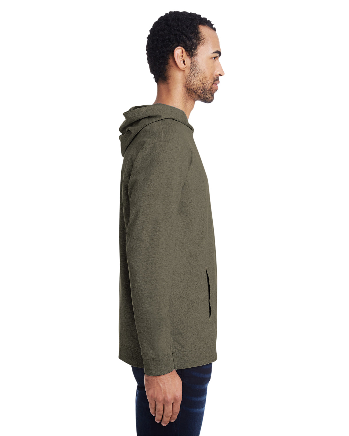 Unisex Light Terry Hoodie - Heather City Green