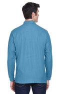 Men's Pima Piqué Long-Sleeve Polo - Slate Blue