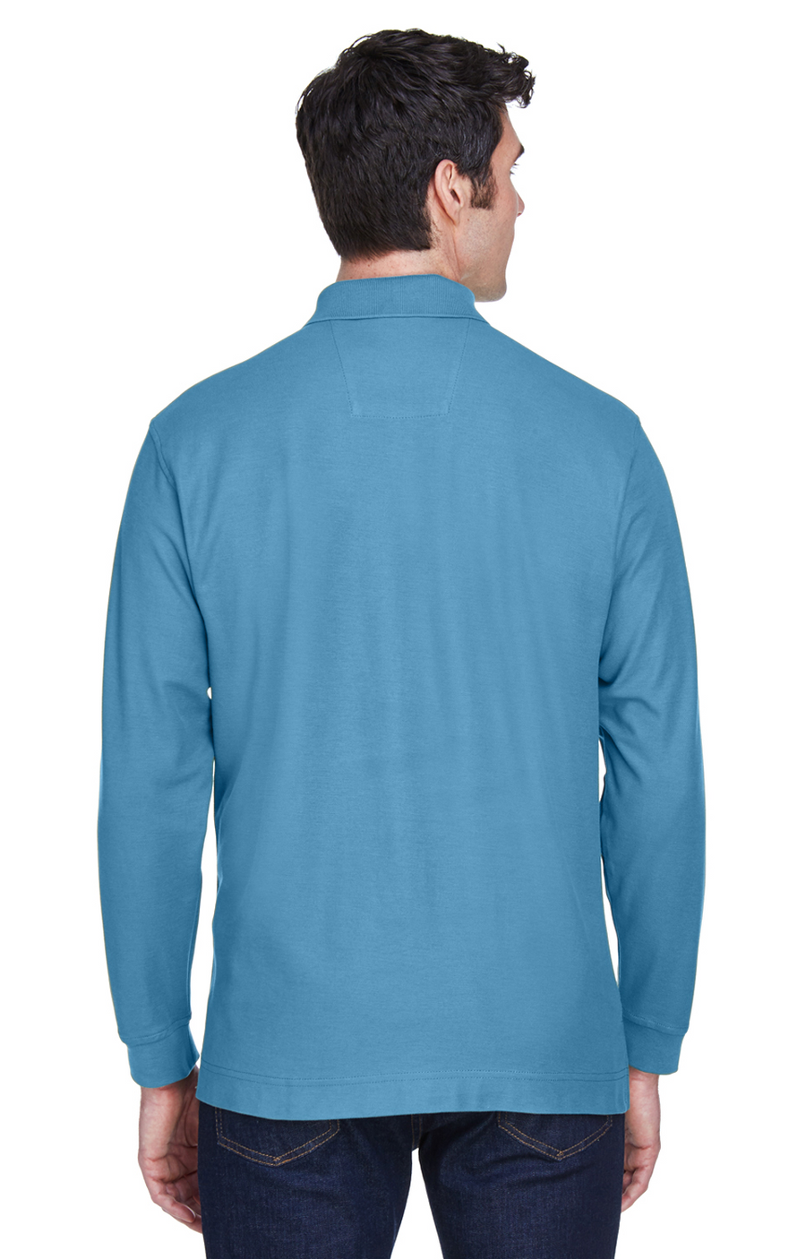 Men's Pima Piqué Long-Sleeve Polo - Slate Blue