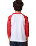 Youth CVC 3/4-Sleeve Raglan - Red / White