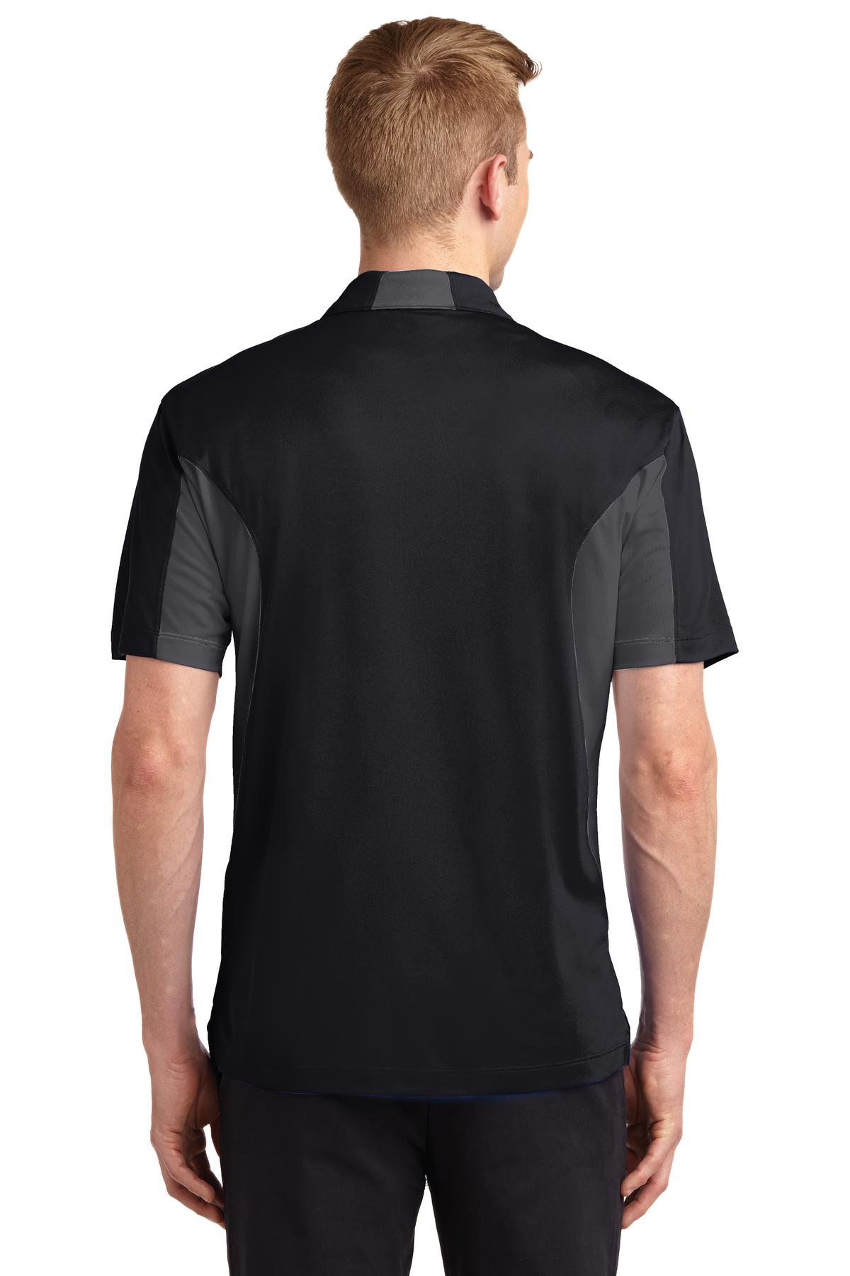 Men's Side Blocked Micropique Sport-Wick Polo - Black / Iron Gray