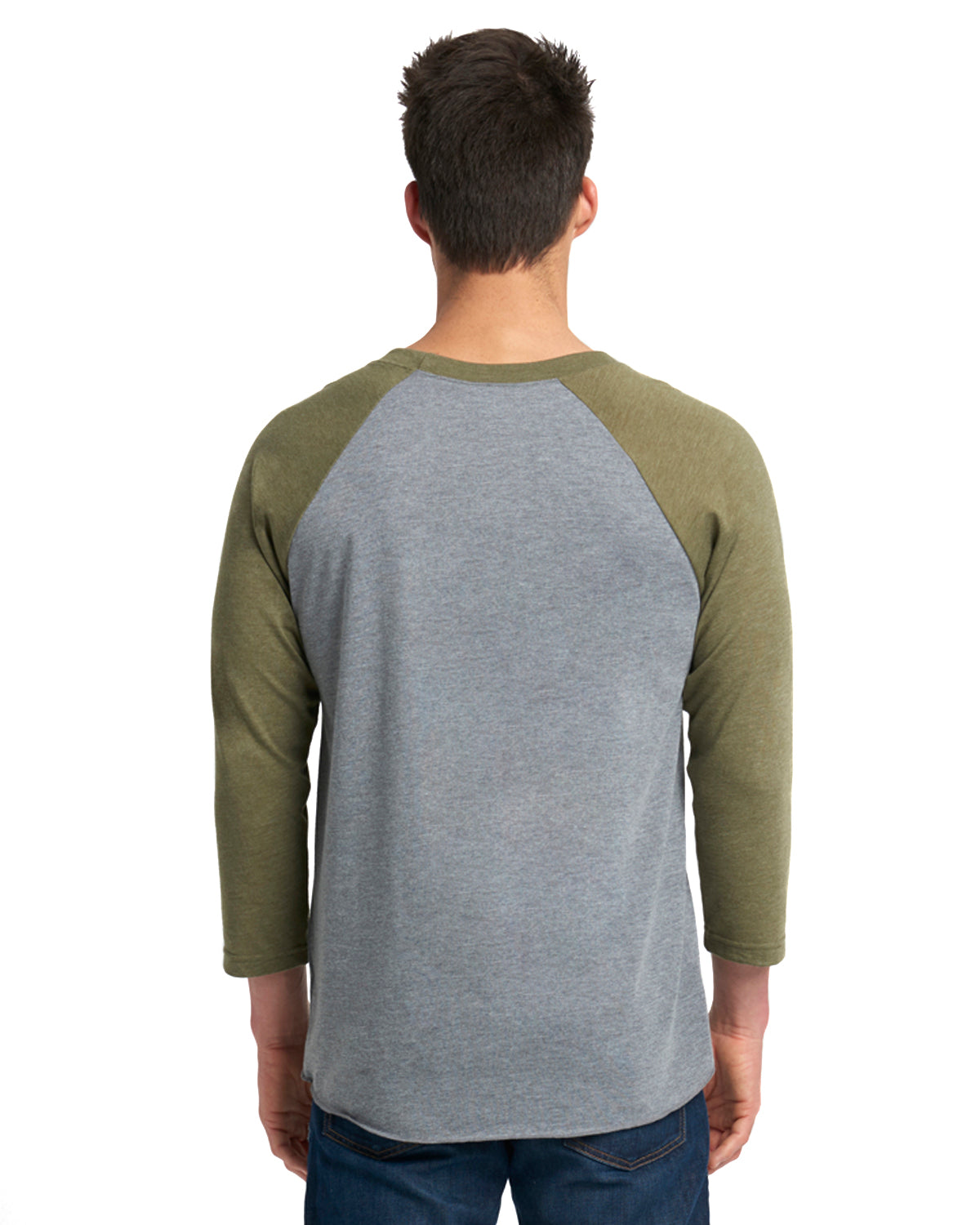 Unisex Triblend 3/4-Sleeve Raglan - Military Green / Prm Heather