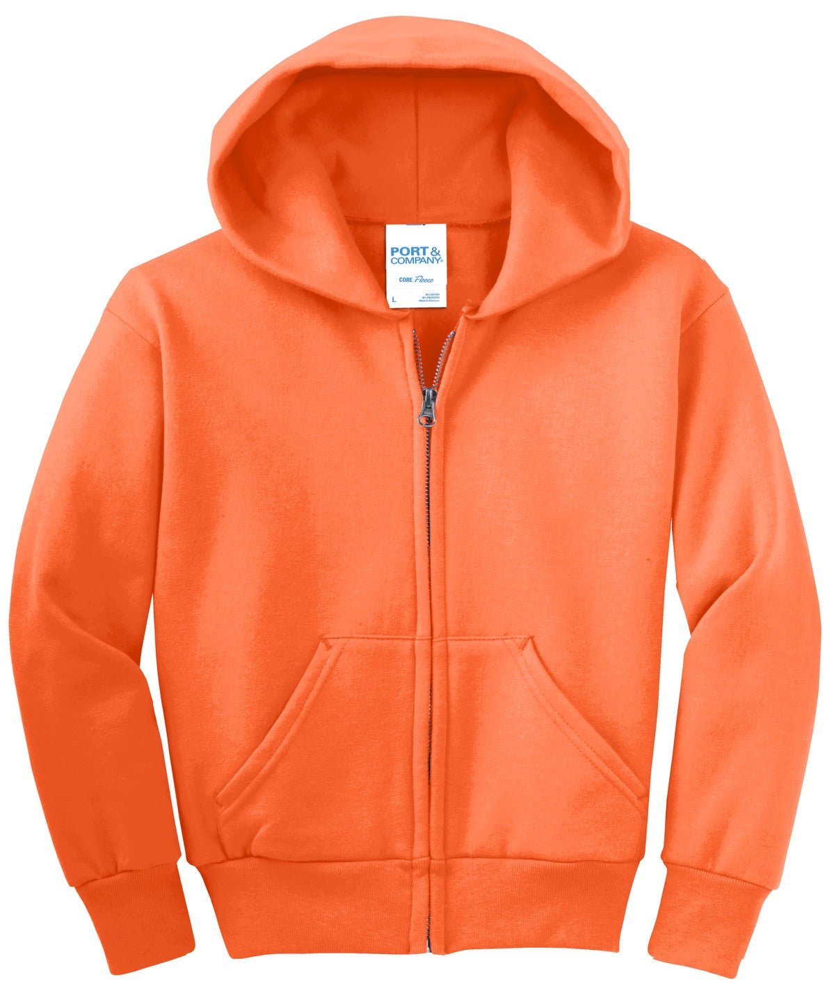 Youth Core Fleece Full-Zip Hoodie - Neon Orange