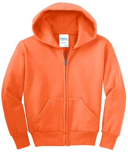 Youth Core Fleece Full-Zip Hoodie - Neon Orange