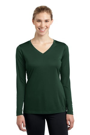 Women's Long Sleeve PosiCharge Competitor V-Neck Tee - Forest Green