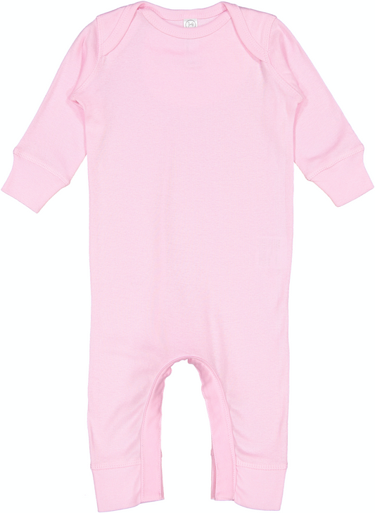 Infant Long-Sleeve Baby Rib Coverall - Pink
