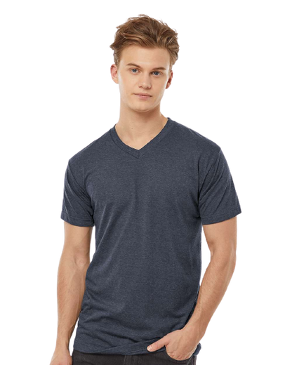 Unisex Poly-Rich V-Neck Tee - Heather Navy