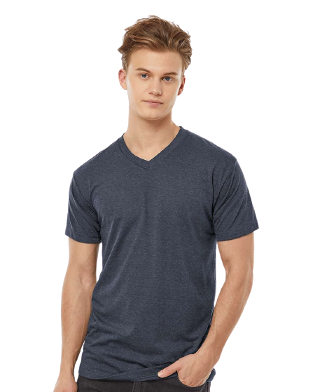 Unisex Poly-Rich V-Neck Tee - Heather Navy