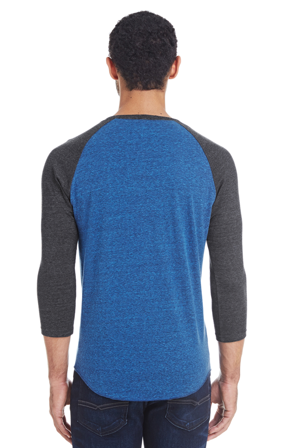 Unisex Triblend 3/4-Sleeve Raglan - Royal Black / Black Triblend