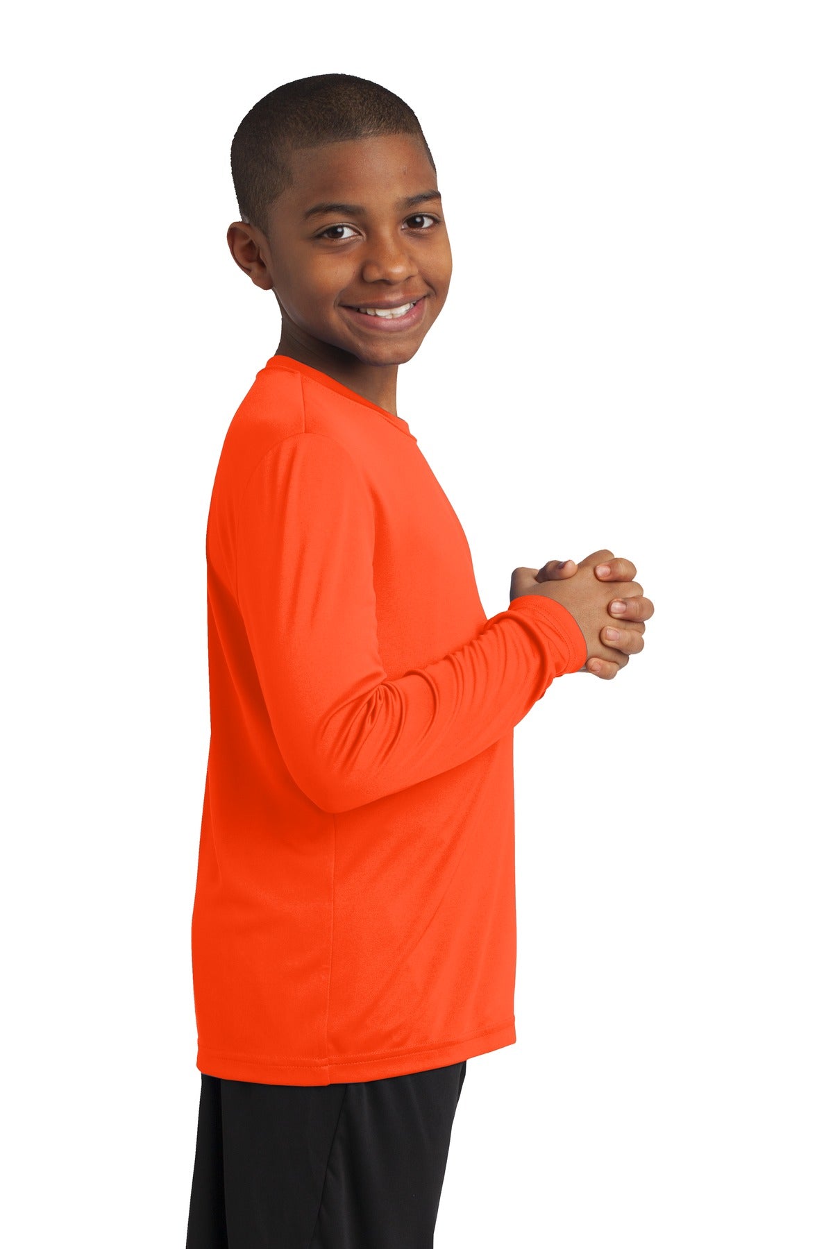 Youth Long Sleeve PosiCharge Competitor Tee - Neon Orange
