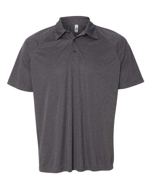 Unisex Performance Three-Button Raglan Polo - Dark Gray Heather
