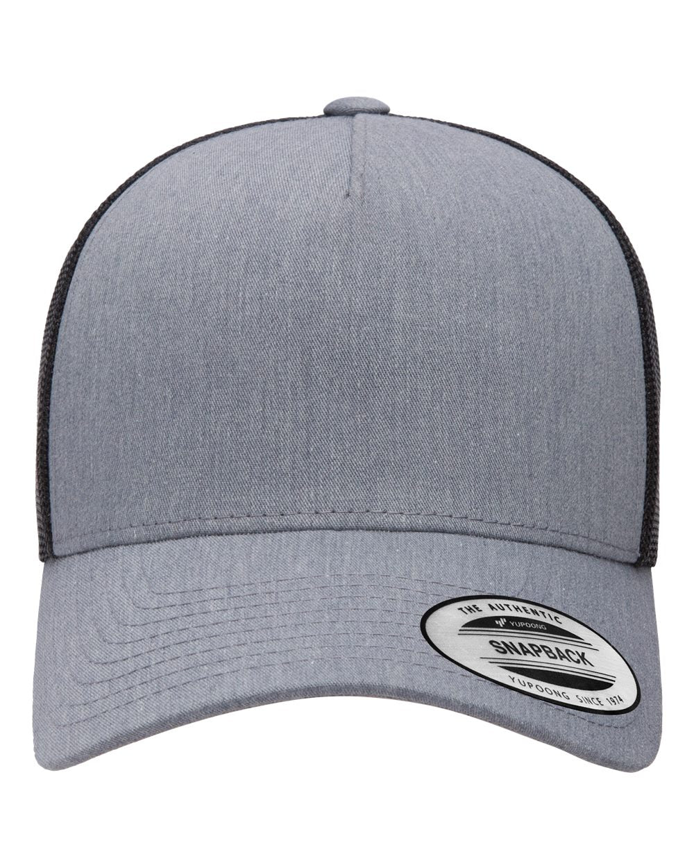 Unisex 5-Panel Retro Trucker Cap - Heather/Black