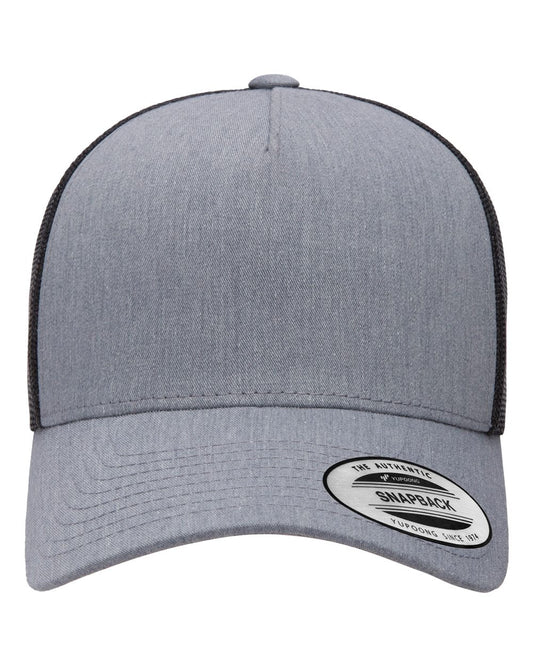 Unisex 5-Panel Retro Trucker Cap - Heather/Black