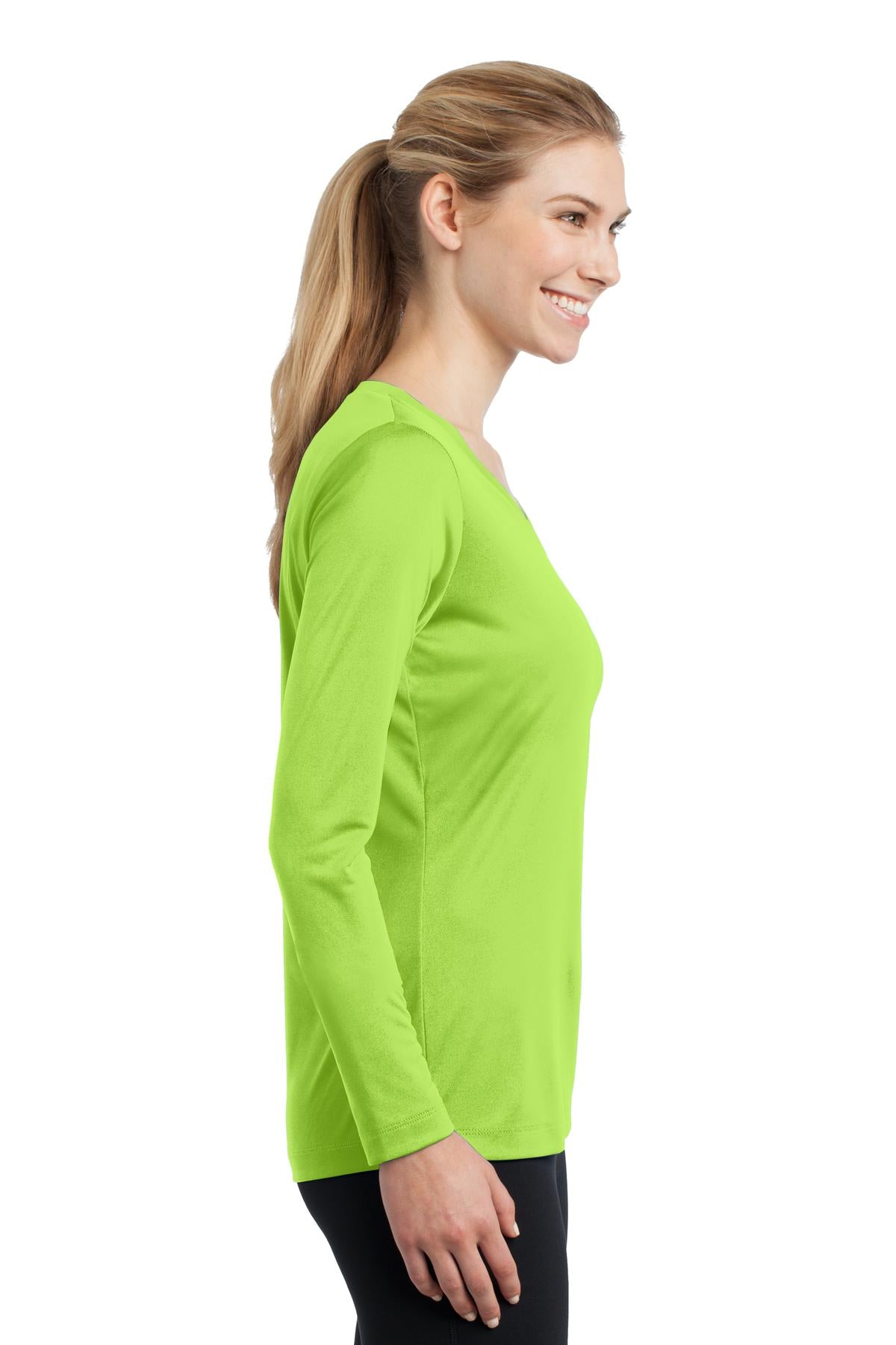 Women's Long Sleeve PosiCharge Competitor V-Neck Tee - Lime Shock