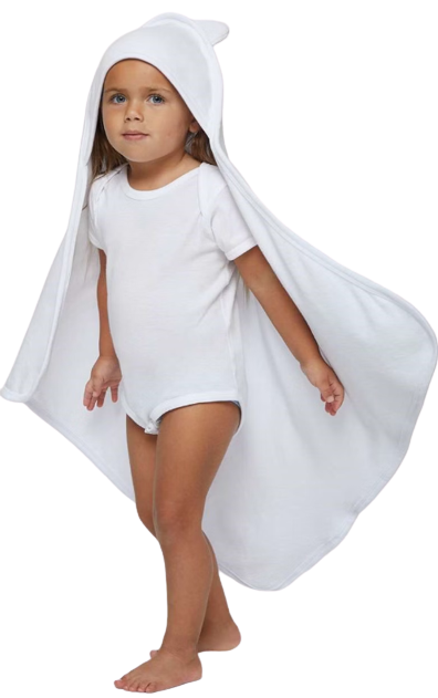 Infant Hooded Terry Cloth Towel With Ears - White