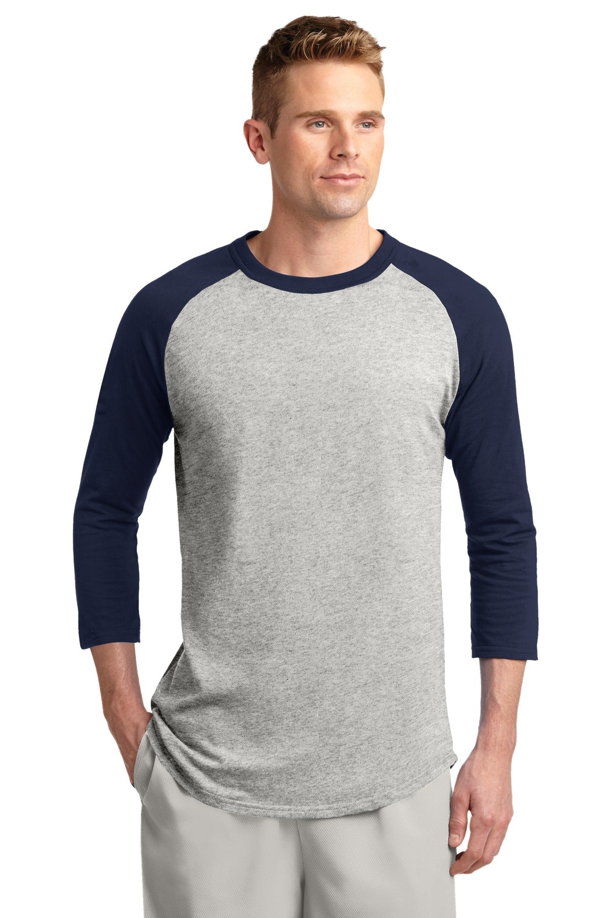 Unisex Colorblock Raglan Jersey - Heather / Gray / Navy