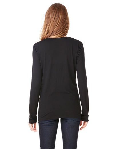Women's Flowy Long-Sleeve V-Neck - Black