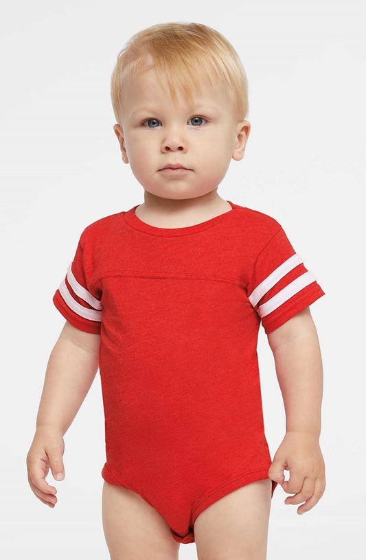 Infant Football Bodysuit - Vintage Red / Blend White