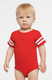 Rabbit Skins 4437 - Infant Football Bodysuit - Vintage Red / Blend White