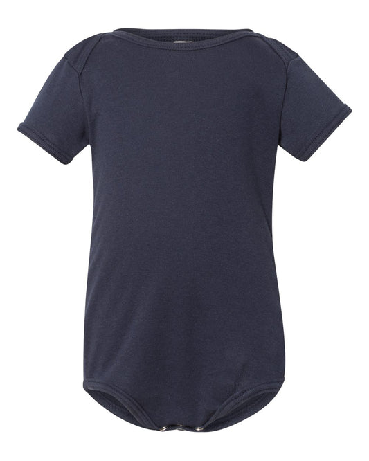 Infant Baby Rib Short-Sleeve One-Piece - Navy