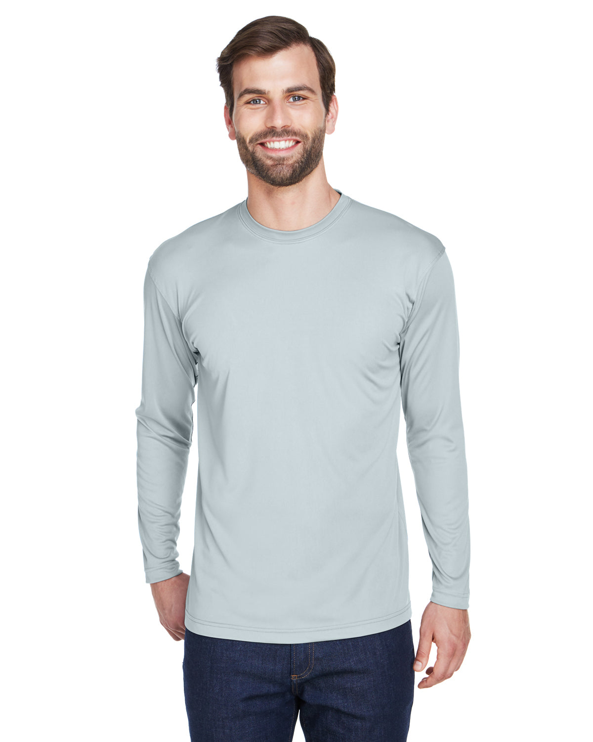 Unisex Cool & Dry Sport Long-Sleeve Performance Interlock T-Shirt - Gray