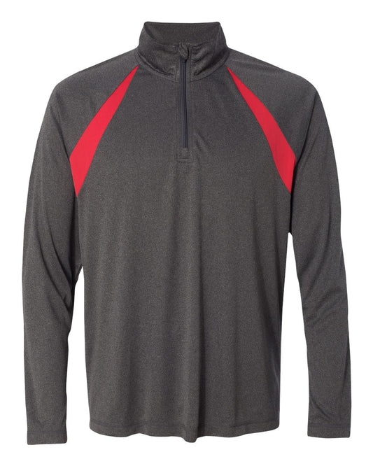 Quarter-Zip Lightweight Raglan Pullover - Dark Gray / Sport Scarlet Red