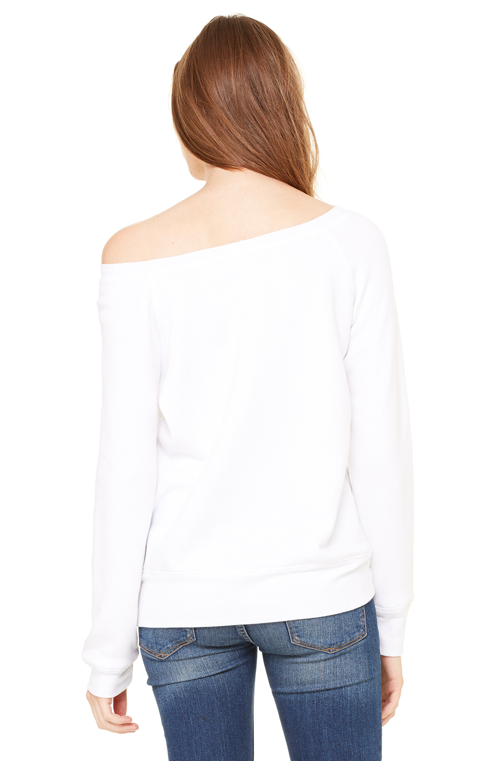 Women's Sponge Fleece Wide Neck Sweatshirt - Solid White Triblend