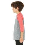 Youth 3/4-Sleeve Baseball T-Shirt - Gray / Red Triblend