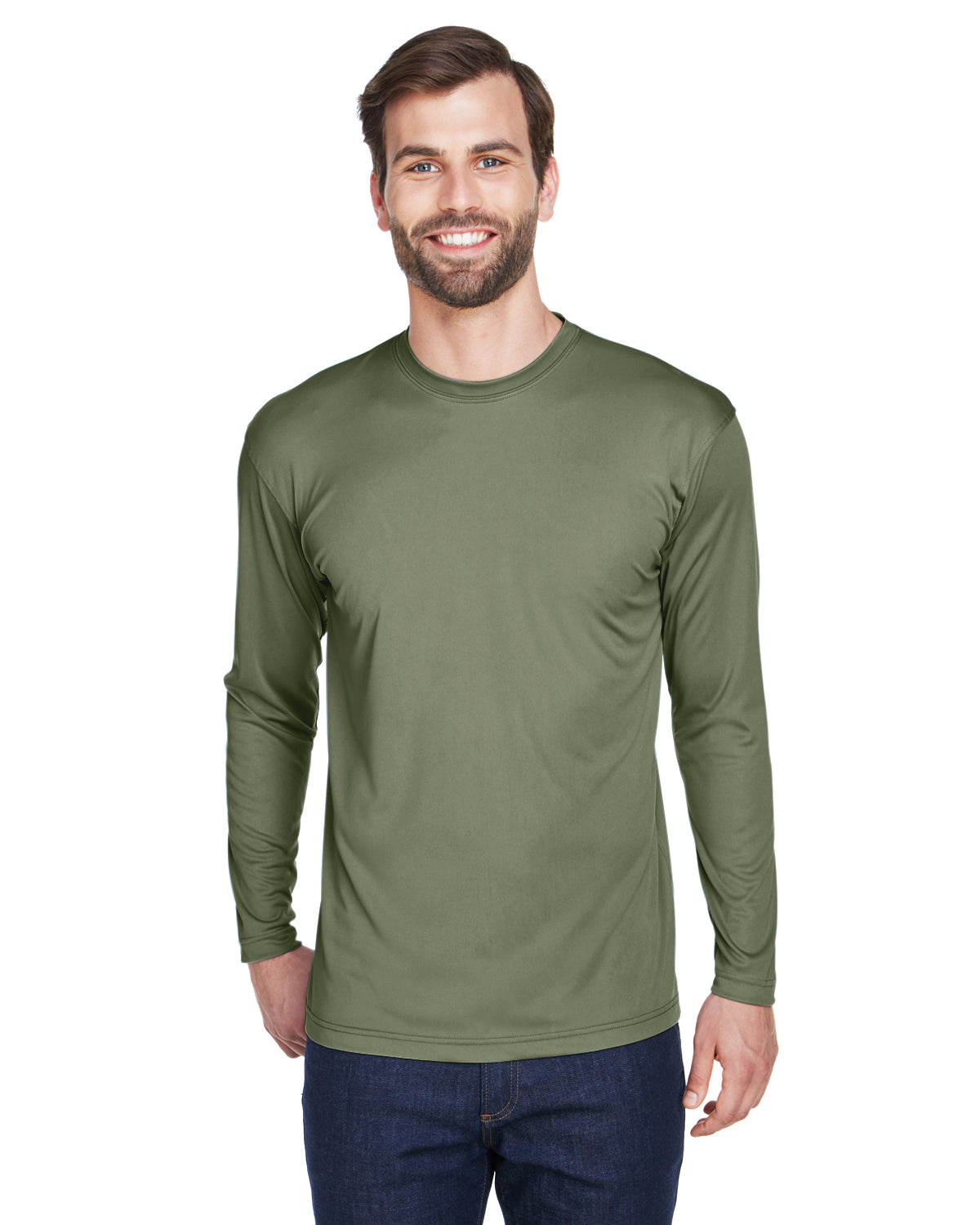 Unisex Cool & Dry Sport Long-Sleeve Performance Interlock T-Shirt - Military Green