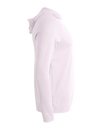 A4 Unisex Cooling Long Sleeve Hooded Tee - White